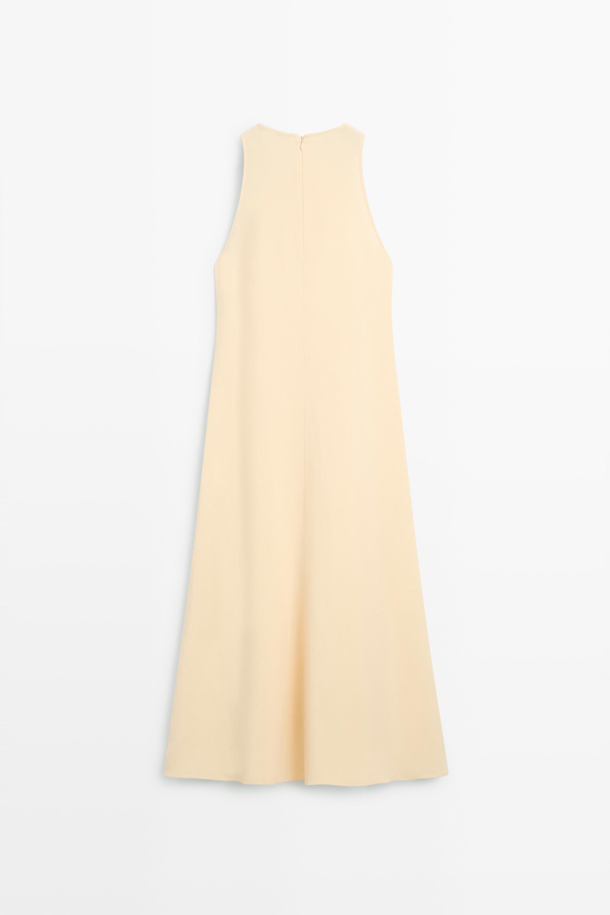 Flowing linen halter midi dress